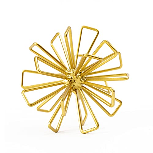 Metal Small Geometric Sculpture, 4.75" Gold Triangular Striking Iron Table Decoration Sphere, 3D Metal Home Table Top Decor Ball, Abstract Decorative Tabletop Orbs for Living Room Office - color: Gold-4.75in