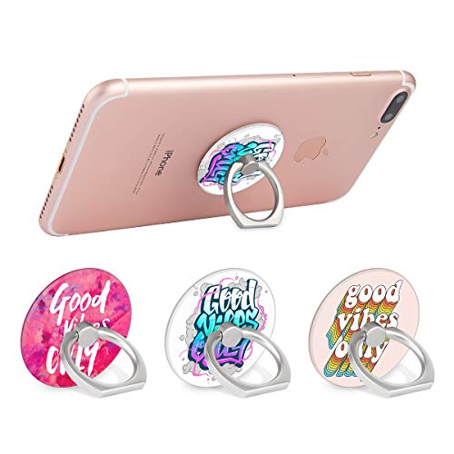 Bonoma Phone Ring Holder, 3 Pack Good Vibes Only Universal Finger Ring Stand Grip Kickstand Compatible with Smartphones and Tablets - color: Good Vibes Only