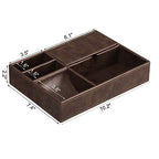 BEWISHOME Mens Valet Tray for men, Nightstand Organizer, Dresser Organizer, Catch All for Mens AccessoriesFaux Leather,Brown SSH06Z