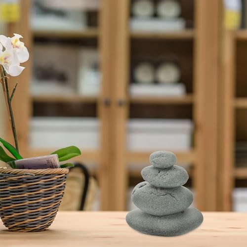 Zerodeko Simulated Stone Stacking Ornaments 2-Piece Miniature Garden Stone Cairn Sculpture for Zen Garden Desk Table Decor Indoor Outdoor Micro Landscape