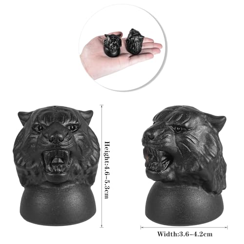 Nupuyai Hand Carved Tiger Head Statue for Home Decor, Natural Black Obsidian Crystal Figurine Stone Sculpture Decoration for Fengshui - style: Tiger Head