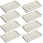 Inbagi 8 Pcs Small Velvet Jewelry Tray Stackable Jewelry Drawers Organizer Trays Jewelry Storage Trays 8.3 x 4.7 x 1 Inches (Beige) - color: Beige