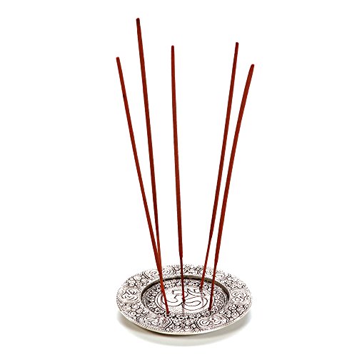 Hosley Tibetan Style Aluminum Incense Sticks Burner for Aromatherapy and Home Ambiance Aged Silver Finish 4.5" Diameter - color: Silver
