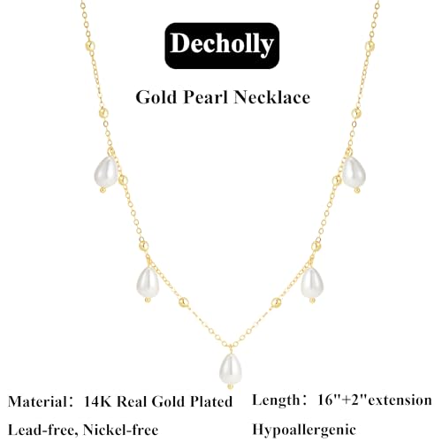 Mothers Day Gifts - 14K Gold Plated Pearl Necklaces for Women Trendy Dainty Necklace Simple Layered Gold Pearl Necklace for Women Mothers Day Wedding Birthday Gifts - color: 6-Satellite Pearl necklace