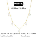 Mothers Day Gifts - 14K Gold Plated Pearl Necklaces for Women Trendy Dainty Necklace Simple Layered Gold Pearl Necklace for Women Mothers Day Wedding Birthday Gifts - color: 6-Satellite Pearl necklace