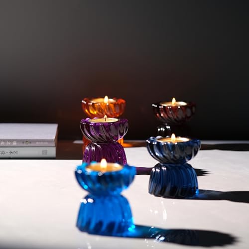 Twizzle Twist Tealight Holder, Decorative Tealight Candle Holder for Table Display, Romantic Decoration, Unique Home Décor Aesthetic, Housewarming Gift, Spiral Sculpture Diwali Tea Light Stand - color: Purple