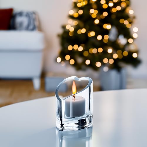 WGVI Clear Glass Heart Tea Light Votive Candle Holder, Width 3", Height 4", Clear Small Slant Cut Heart Glass Candleholders, Tiny Container, Valentine Gift, Tabletop Décor, 1 Piece - size: Clear Heart 4"H