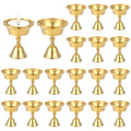 20 Pcs Brass Candle Holder, 2.46 Inch Ghee Lamp Butter Lamp Holder Copper Butter Lamp Cups Metal Golden Cup Candle Holders for Diwali Pooja Devas Diya Mother's Day Weddings Home Decor