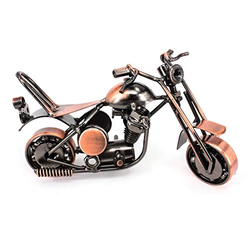 Trebisky Metal Motorcycle Decor Figurine Iron Motorcycle Sculpture Desk Decor Art Gift Vintage Home Office Decor Birthday for Men Friend Dad Son Him (Chopper) - color: Copper Chopper