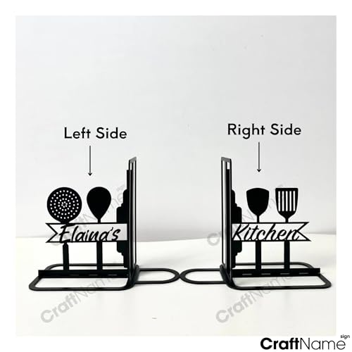 Custom Kitchen Chef Bookends for Shelves Decorative, Chef Cooking Bookshelf Holder, Cooking Kitchen Book Ends Metal Art, Book Stopper for Heavy Books - color: Design 19
