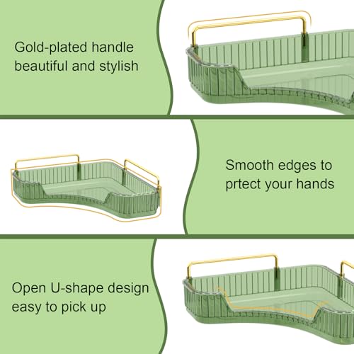 GTI 3-Tier Corner Bathroom Counter Organizer, Large Capacity Makeup Organizer Countertop, Perfume Cosmetics Skincare Vanity Organizers, Exquisite Countertop Storage for Women (Green) - color: Green, size: 10" x 10" x 17.5"