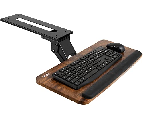 VIVO Adjustable Computer Keyboard and Mouse Platform Tray, Ergonomic Under Table Desk Mount Drawer Underdesk Shelf, Rustic Vintage Brown, MOUNT-KB03N - color: Vintage Brown, size: 25"