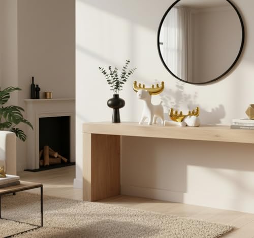 Modern White Reclining Stag Sculpture, Golden Antlers Resin Animal Figurine, 6.5 x 6.69 x 2.95 Inches, Minimalist Desktop Decor for Bookshelf, Living Room & Home Office (White B) - size: H2.95 in White B