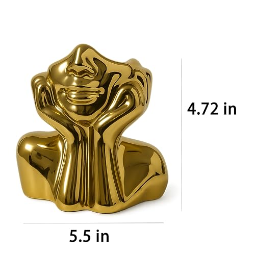 Face Vase Unique Ceramic Vase for Room,Office,Home Decor,Gold,Set - style: Gold-Set