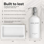White Glass Soap and Lotion Dispenser Set by Brighter Barns - Bathroom Soap Dispenser Set Tray - Liquid Hand Soap Dispenser Pump - Modern Bathroom Accessories for Guest, Hotel, Spa, Restaurant (White) - color: Silver Sl