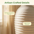 Ceramic Farmhouse Vase, 14.4 Inch Large Handmade Rustic Flower Vase, Waterproof Tall Vase for Pampas Grass & Home Decor, Ideal for Living Room, Shelf, Wedding & Housewarming Gift in Off-White