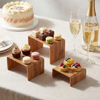 Chuangdi 2 Sets Acrylic Display Risers, Product Stand, Jewelry Display Riser Shelf Showcase Fixtures for Dessert Cupcake Candy Figure Treat Action Showcase (Wood,Small Set) - color: Wood, size: Small Set