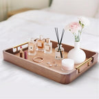 Acacia Wood Serving Tray with Handles, 17x13 Inch Ottoman Tray for Coffee Table,Candle Display,Breakfast in Bed, Large Wooden Decorative Tray with Non-Slip Pads, for Kitchen, Dining, Home Decor
