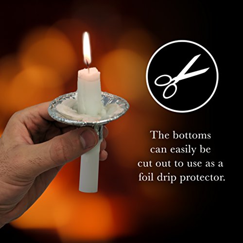 Ner Mitzvah Disposable Foil Candle Holders, Heavy Duty Aluminum Protector Bobeches, Drip Guard Candlestick Liner Inserts, 50 Count