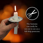 Ner Mitzvah Disposable Foil Candle Holders, Heavy Duty Aluminum Protector Bobeches, Drip Guard Candlestick Liner Inserts, 50 Count
