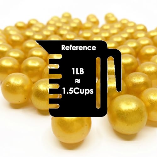 CYS EXCEL Gold Glass Marble Gemstone Vase Filler (3 LBS) | Multiple Color Choices Aquarium Glass Round Marble Beads | Decorative Mosaic Glass Gem Pebbles - color: Gold, size: 3 LBS