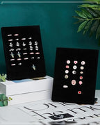 Henoyso 4 Pcs Velvet Ring Display 50 Slots L-Shaped Ring Display Stand Tray Holder for Selling Earring Jewelry - color: Black