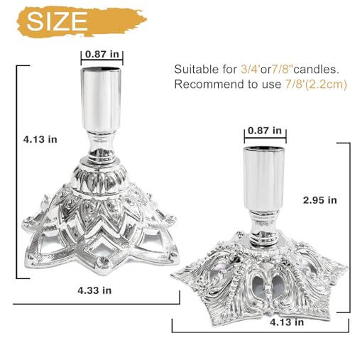 Candlestick Holders,Taper Candle Holder for Candlesticks Silver Plated Candle Metal Stick Candle Holders for Fireplace,Party, Dining,Wedding Decor,Fits 3/4 inch Thick Candle(Set of 6Pcs) - color: Silver, size: 3 set (6 pcs)