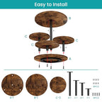 ELITEROO 4 Tier Round Cupcake Tower Stand for 50 Cupcakes, 360° Rotating Wood Cake Stand with Tiered Trays, Farmhouse Cookie Stand for Dessert Table Display for Wedding Birthday Baby Shower Tea Party