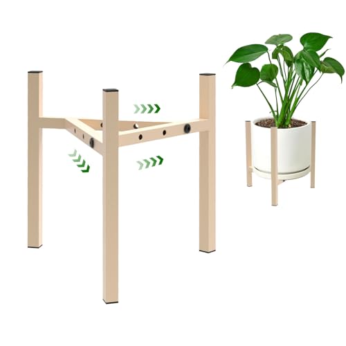 Aripark Plant Stand Indoor Adjustable, Metal Modern Plant Stands, Small Heavy Duty Stable Plant Pot Flower Holder Outdoor Corner, Fit 8 9 10 11 12 inch Pots, Light Khaki (Pot & Plant Not Included) - color: Light Khaki