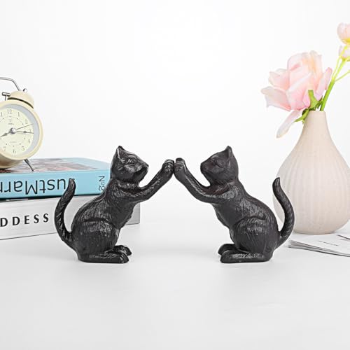 Cat Decorative Bookends, Cute Book Ends to Hold Books, Bookends for Shelves, Unique Cast Iron Book Stopper for Heavy Books, Cat Office Decor, 1 Pair/2 PCS