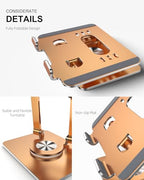 Orlian Tablet Stand Holder with Thickened 360°Rotating Base Dual Rod Adjustable Aluminum Stand for All 5.8-12.9” iPad Samsung Phone Tablet Kindle E-Reader and More, Champagne Gold - color: Champagne Gold