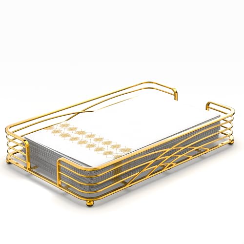 Gold Guest Towel Holder Tray for Bathroom – Countertop Napkin Organizer for Disposable Paper Towels, Elegant Hand Towel Rack for Powder Room, Modern Guest Bathroom Accessories - color: D - Matt Gold Napkin Holder for Bathroom, size: Guest Towel Holder