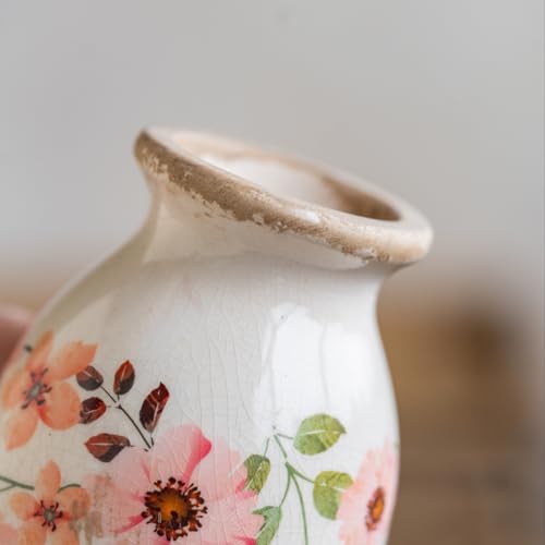Vintage Vase Set of 3, Ceramic Vintage Flower Vases, Chinoiserie Decorative Home Decor Retro Floral Vase Rustic Farmhouse Decor for Table Bookshelf Mantel Kitchen Living Room Office - Colorful Daisy - color: Colorful Daisy, size: set of 3