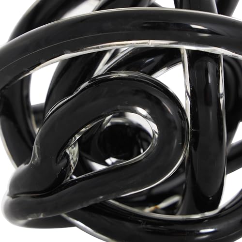Deco 79 Glass Knot Decorative Sculpture Knotted Ball Home Decor Statues, Set of 3 Accent Figurines 5", 4", 4"W, Black - color: Black