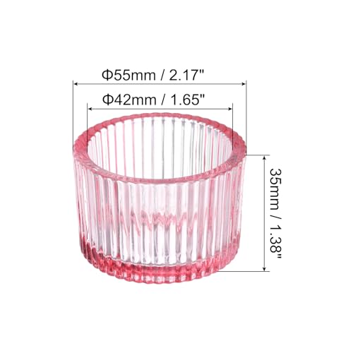 PATIKIL 4 Pcs Tealight Candle Holder, Tea Lights Candle Holder Glass Votive Candle Holders Glass Candle Holders for Table Centerpiece Decor Wedding Dinner Party, Pink - color: Pink