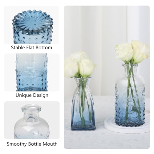 RUCKACE Bud Vases in Bulk 22 Blue Glass Small Vases Flower Vase Bulk for Centerpiece Table Wedding Decorations Home Decor Party(Gradient Blue 22 Pack) - style: Gradient Blue 22 Pack
