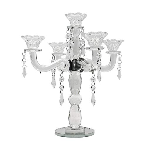 Allgala Crystal Candle Holder 5-Arm Taper Candlestick Crystal Candelabra - Centerpiece for Home Wedding Event and Party Festival - size: 5 Arm
