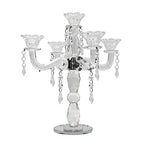 Allgala Crystal Candle Holder 5-Arm Taper Candlestick Crystal Candelabra - Centerpiece for Home Wedding Event and Party Festival - size: 5 Arm