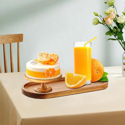 Solid Wood Serving Platters and Trays of Natural Wood with Edge,Rectangular Avoid Sliding and Spilling Food (Acacia Oval Platters 6 Pack) - color: Acacia Oval Platters 6 Pack