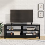 Panana Modern TV Stand with 4 Open Shelves 55inch Entertainment Center for TVs up to 65inch Medial TV Console Table Cabinet for Living Room (Black)