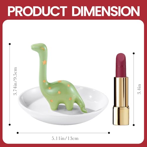 PUDDING CABIN Green Dinosaur Ring Holder Dish, Dinosaur Gifts Ring Holder for Rings Earrings Bracelets Necklace Organizer, Birthday Mothers Day Thanksgiving Christmas Gifts for Women - style: Green Dinosaur