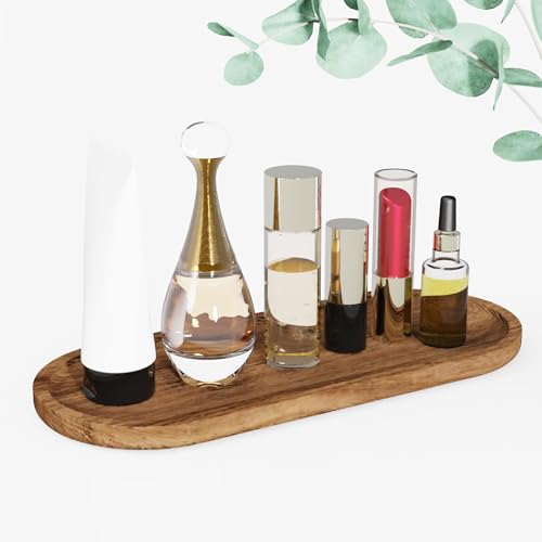12x5 Oval Rustic Bathroom Vanity Counter Tray, Solid Wood Kitchen Countertop Organizer Shelf, Wooden Serving Platters, Snack Dessert Charcuterie Board, Decorative Toilet Tank Catchall - color: Oval