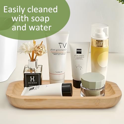 Jiozermi 7.87" Bamboo Serving Tray Tea Serving Tray Bamboo Vanity Tray Counter Tray Bathroom Tray Kitchen Sink Tray Bamboo Tray for Perfume Tea Food Candles - size: 7.87"*5.11"（L*W）