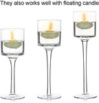 Nuptio 1 Set Tealight Candle Holder Tall Glass Candle Holder for Floating Candles, Glass Candle Holders for Pillar Candles, Tall Candle Holders for Table Centerpiece Home Party Wedding Table Decor - size: 7.87" & 9" & 10.2" H - 1 set