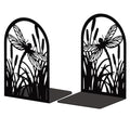 Peacoblue Metal Bookends for Shelves, Modern Decorative Heavy Duty Study Book Support Stoppers for Office, Desk, Shelf, Room 5.3"x4.3"x7.9" Cast Iron Simple Tall Bookends, 1 Pair (Dragonfly) - style: Dragonfly