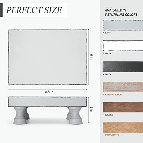 EOSAHR Decorative Wood Riser for Display : Modern Farmhouse Pedestal Stand for Home & Kitchen Decor and Stylish Soap Stand for Sink - Rustic Bathroom Counter Tray and Countertop Organizer (Light Gray) - color: Gray - Paulownia Wood