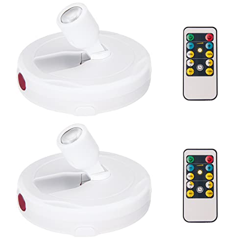 Battery Operated LED Spotlight, Picture Spot Lights, Indoor Uplighting, Puck Lights with Remote, Plants Tree Spotlight, Accent Light for Paintings Dartboard Portrait Frame-White - color: White