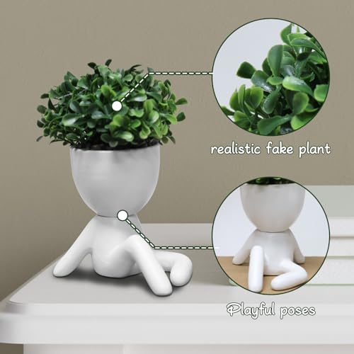 Zerzsy Desktop Plant for Women Office Decoration Fake Plant Succulents Artificial for Home Bathroom Living Room Office Decor Small Fake Plants Decor for Bedroom - Set of 1 - color: White-k