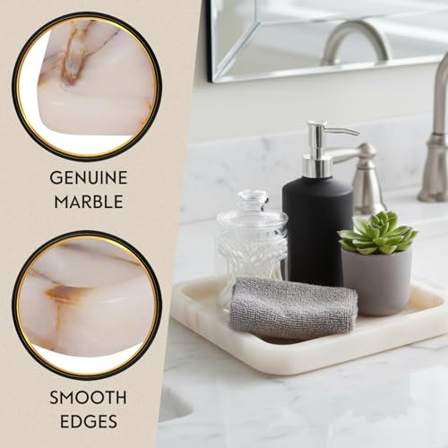 Bey-Berk Genuine Marble Valet Tray, Catch All, Vanity Tray, Marble Desk Organizer (Onyx, 9" x 9") - color: Onyx, size: 9" x 9"