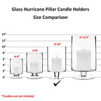 CYS EXCEL Glass Hurricane Pillar Candle Holder (H:10" W:6") | Multiple Size Choices Short Stem Candle Centerpieces | Stemmed Glass Cylinder Candle Vase - size: H-10" W-6"